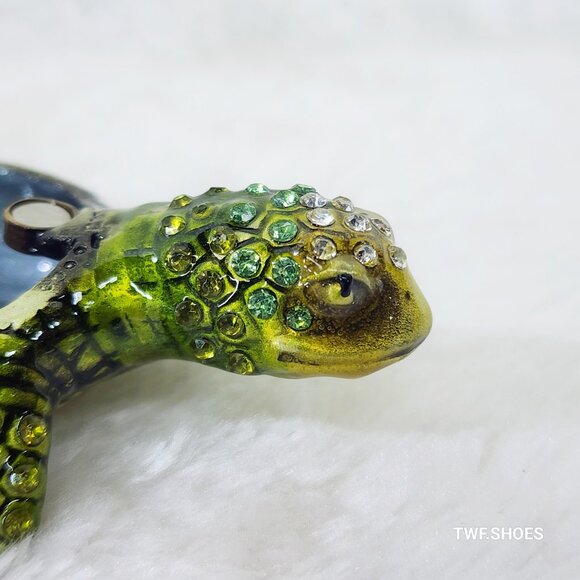H&D Crystal Green Sea Turtle Jewelry Coin Trinket Box Magnetic - Picture 6 of 11